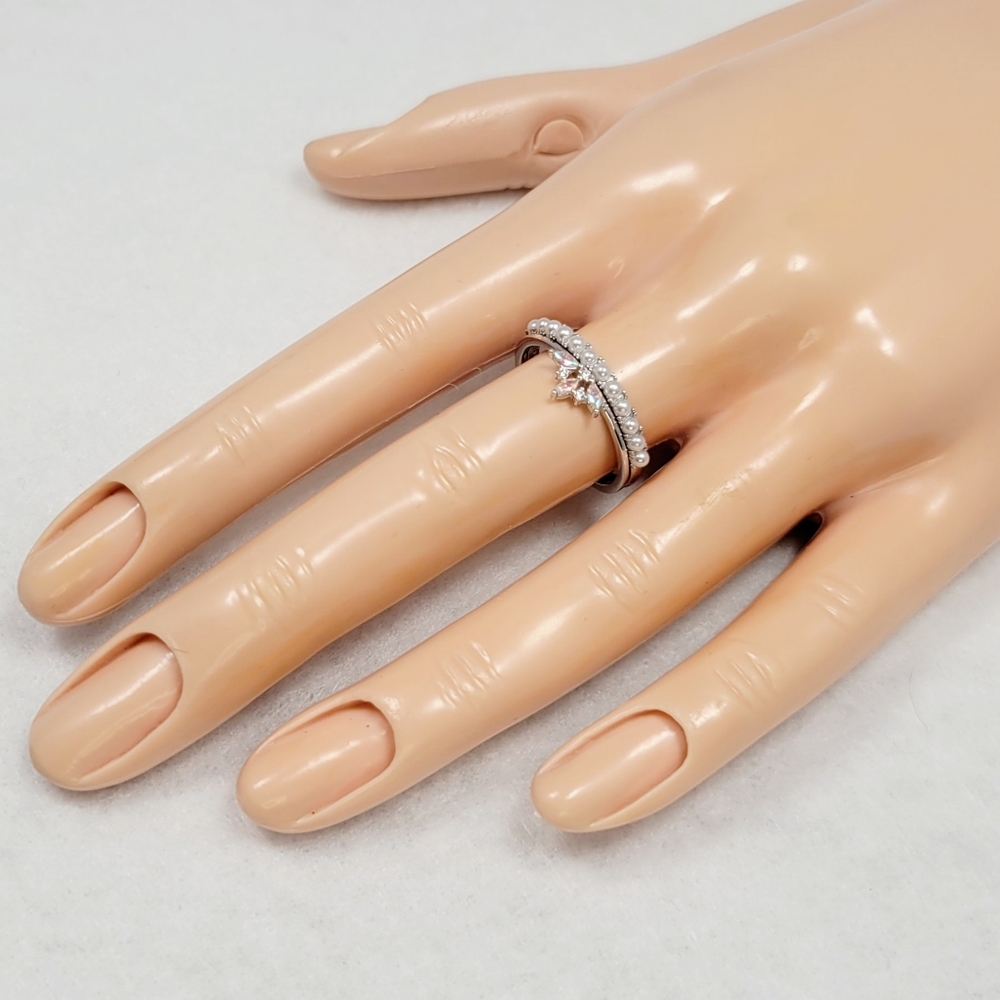 Sterling Silver Pearl Stack Ring - Picture 15 of 15